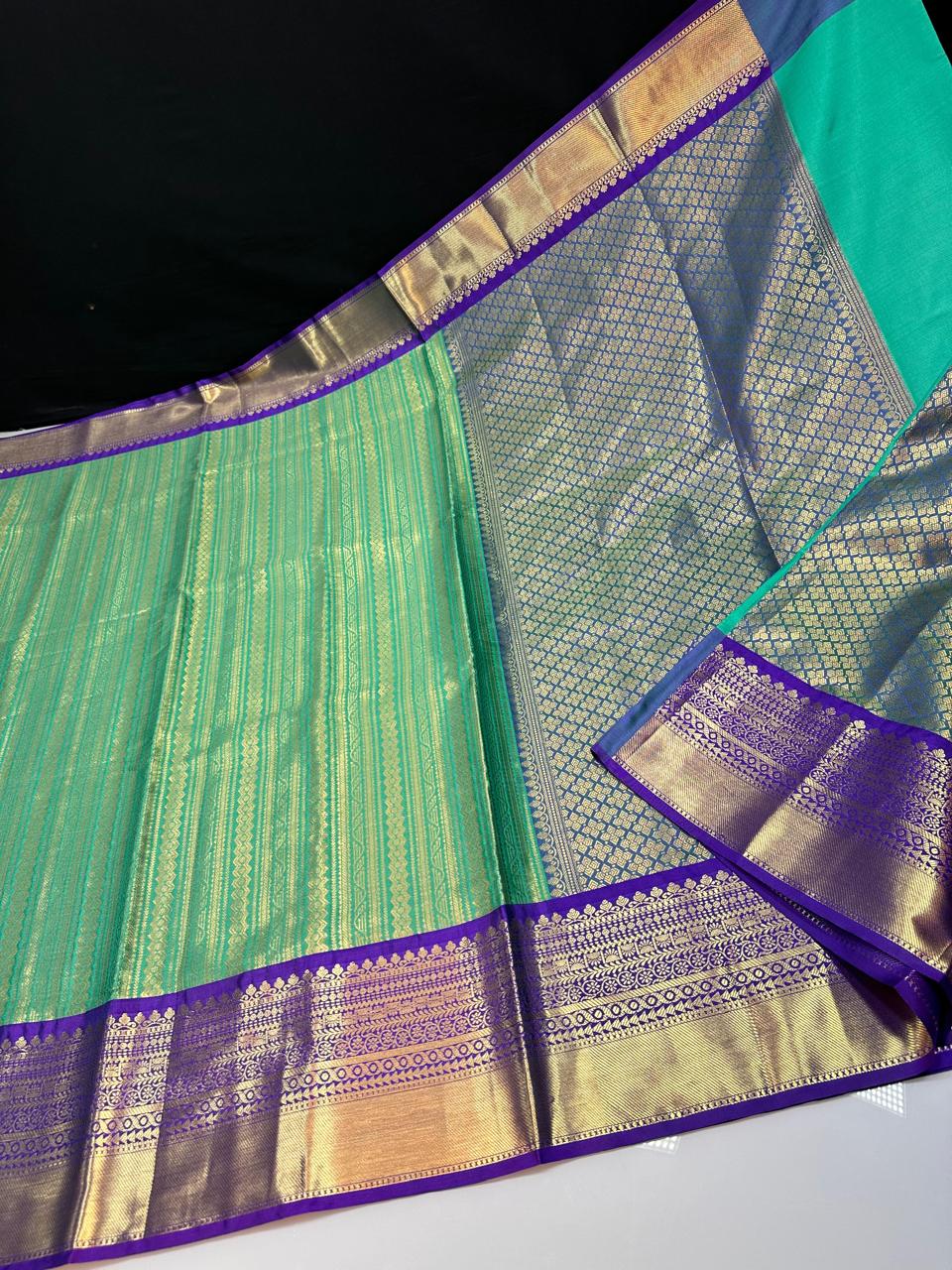 Green N Blue Semi Kanchi Silk Saree