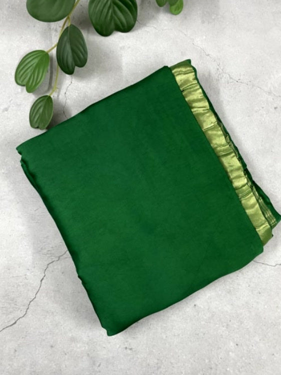 Green Plain Pure Modal Silk Saree