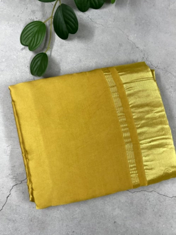 Yellow Plain Pure Modal Silk Saree