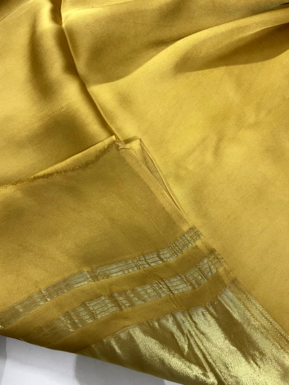Yellow Plain Pure Modal Silk Saree