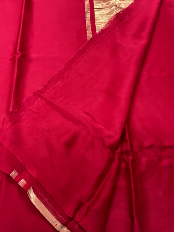 Red Plain Pure Modal Silk Saree