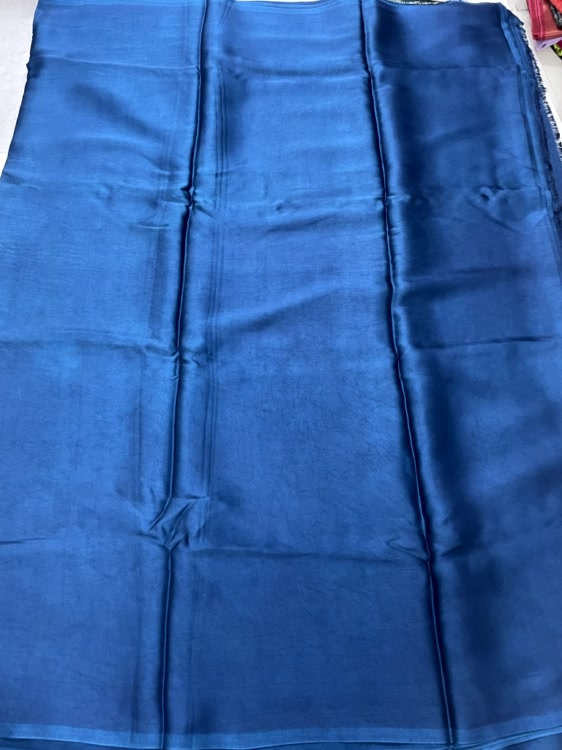 Peacock Blue Plain Pure Modal Silk Saree