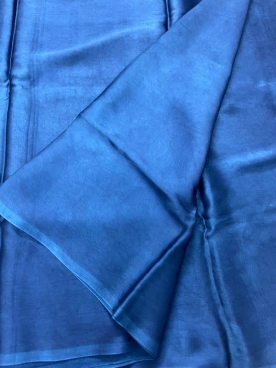 Peacock Blue Plain Pure Modal Silk Saree