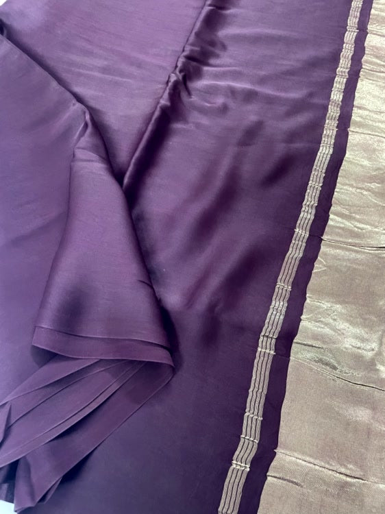 Coffee Brown Plain Pure Modal Silk Saree
