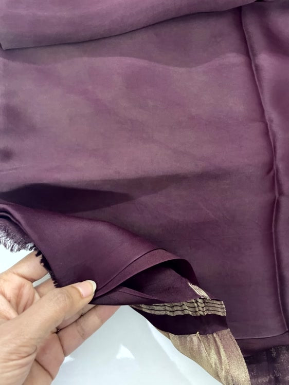 Coffee Brown Plain Pure Modal Silk Saree