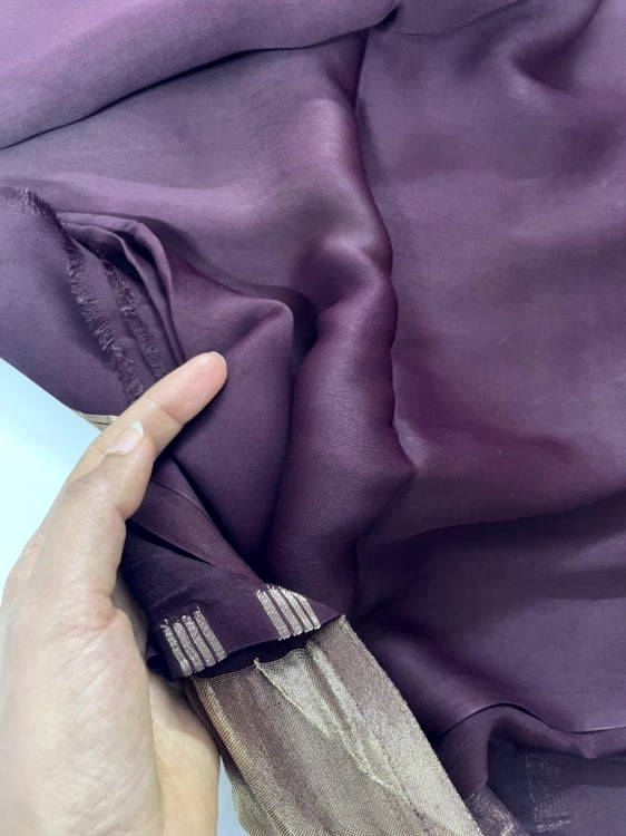 Coffee Brown Plain Pure Modal Silk Saree