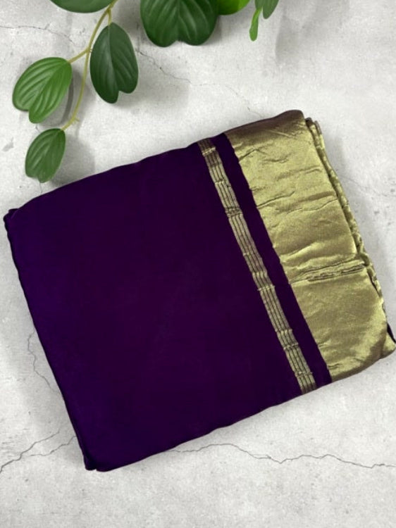 Purple Plain Pure Modal Silk Saree