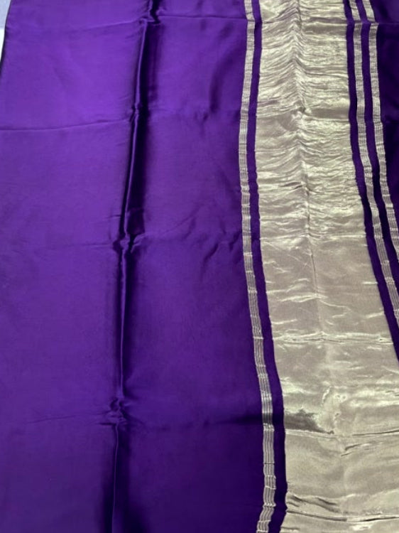 Purple Plain Pure Modal Silk Saree