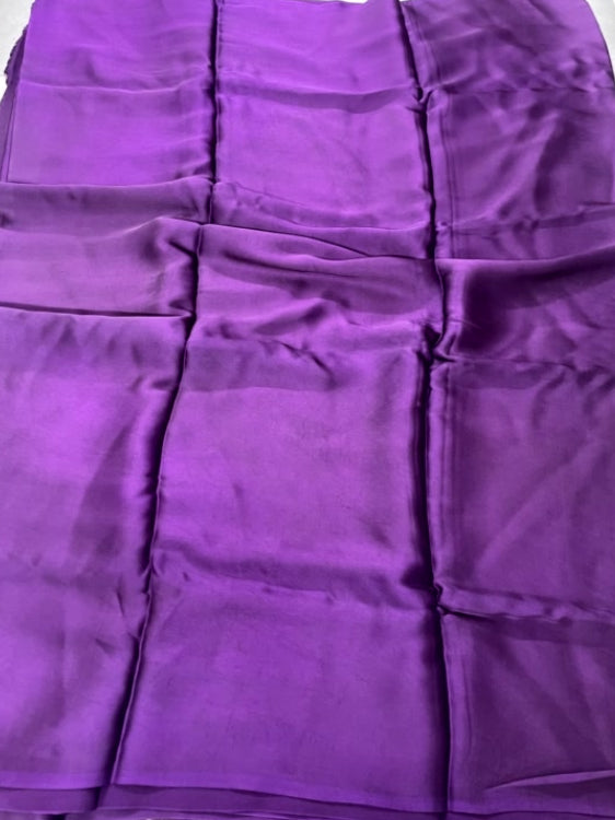Purple Plain Pure Modal Silk Saree