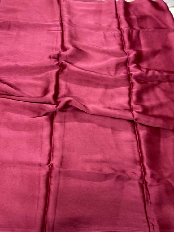 Peach Pink Plain Pure Modal Silk Saree