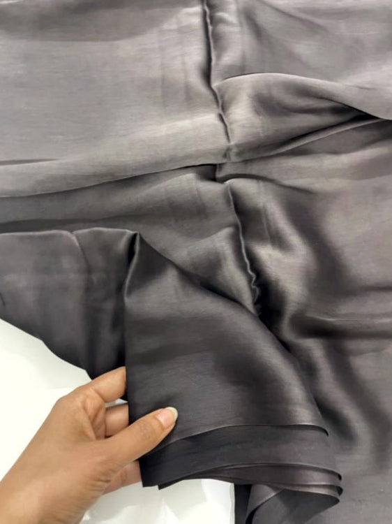 Black Plain Pure Modal Silk Saree