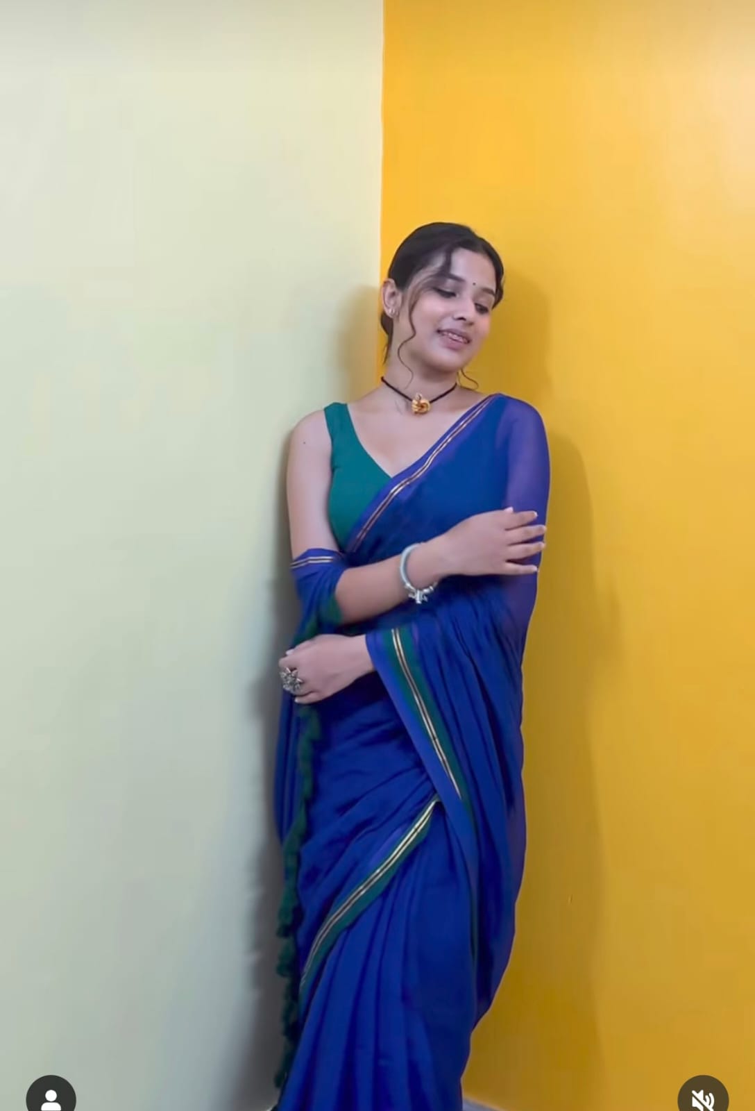 Blue N Green Border Mul Cotton Saree