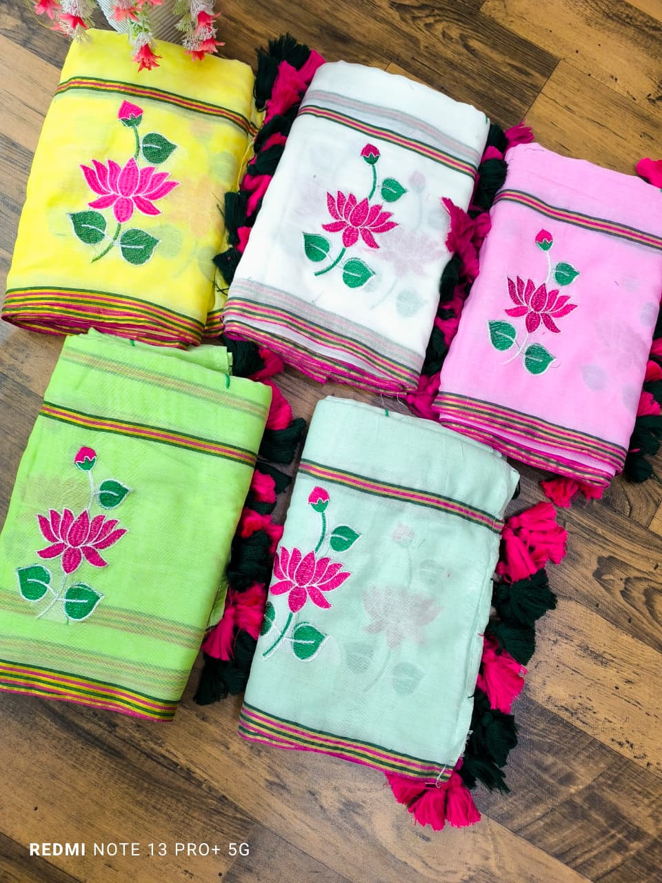 Pastel Blue Embroidred Mul Cotton Saree