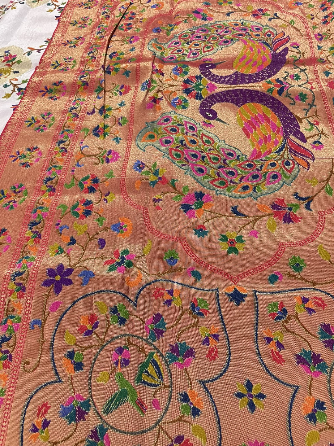 White Pashmina Pure Dola Silk Saree