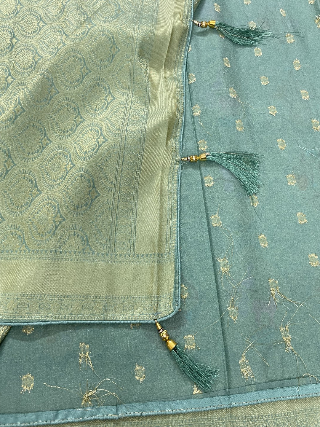 Green Jungle Tissue Dola Silk Saree