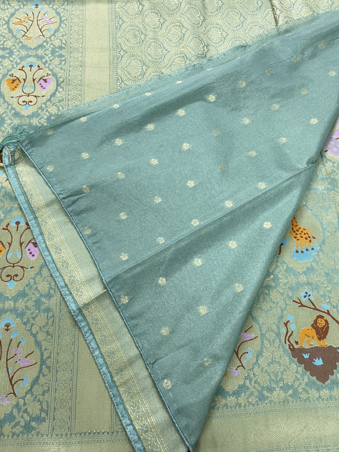 Green Jungle Tissue Dola Silk Saree