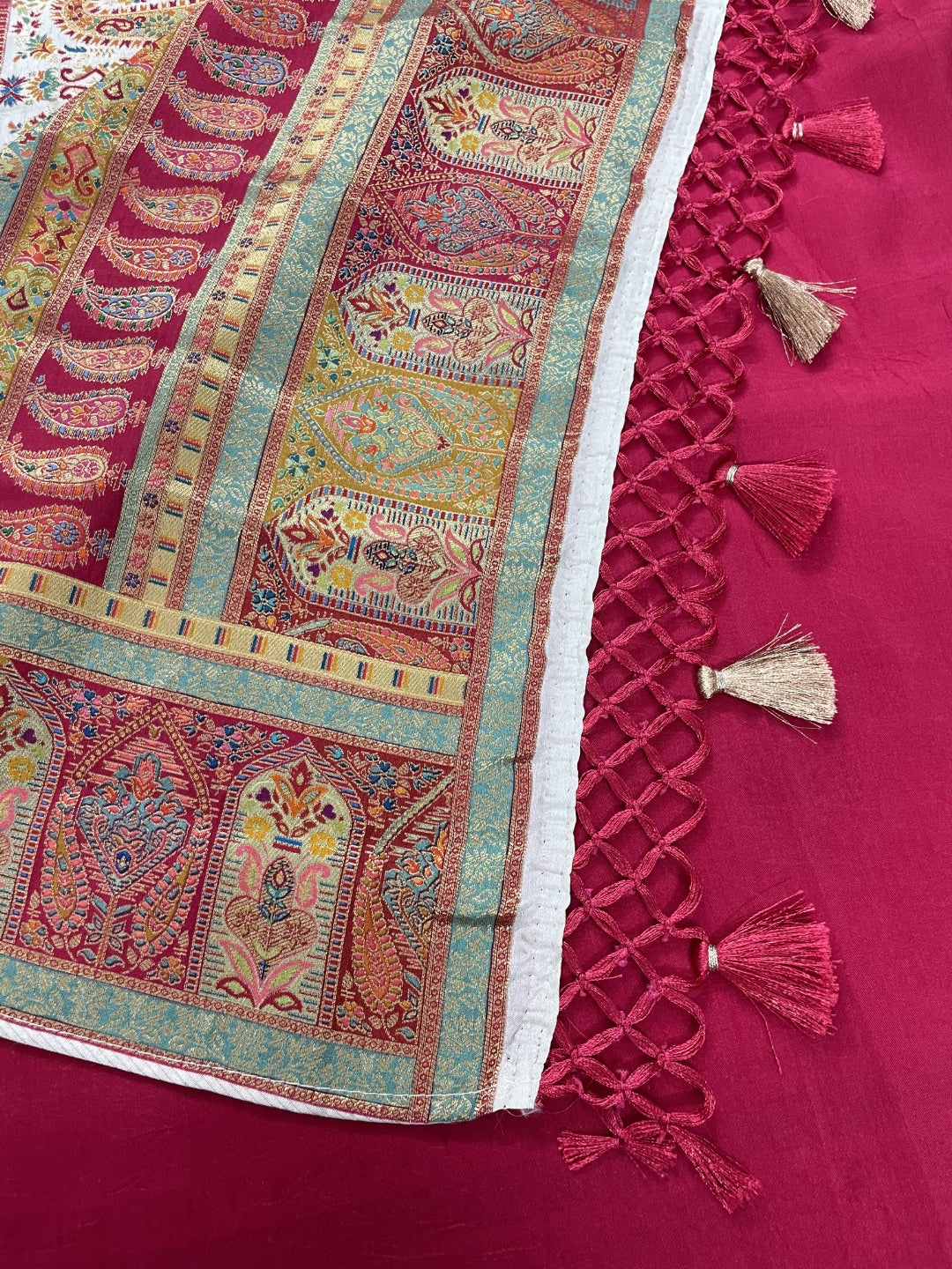 Off White Pashmina Tissue Silk Saree