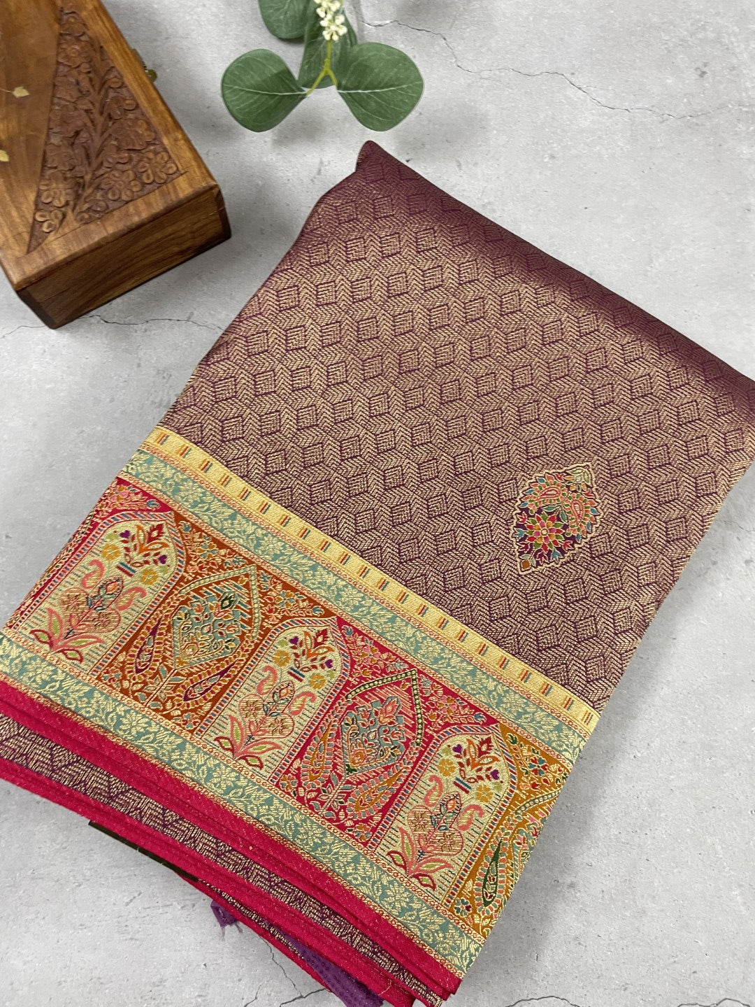 Purple Pashmina Tissue Silk Saree