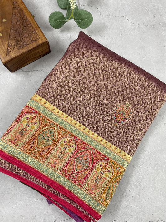 Purple Pashmina Tissue Silk Saree