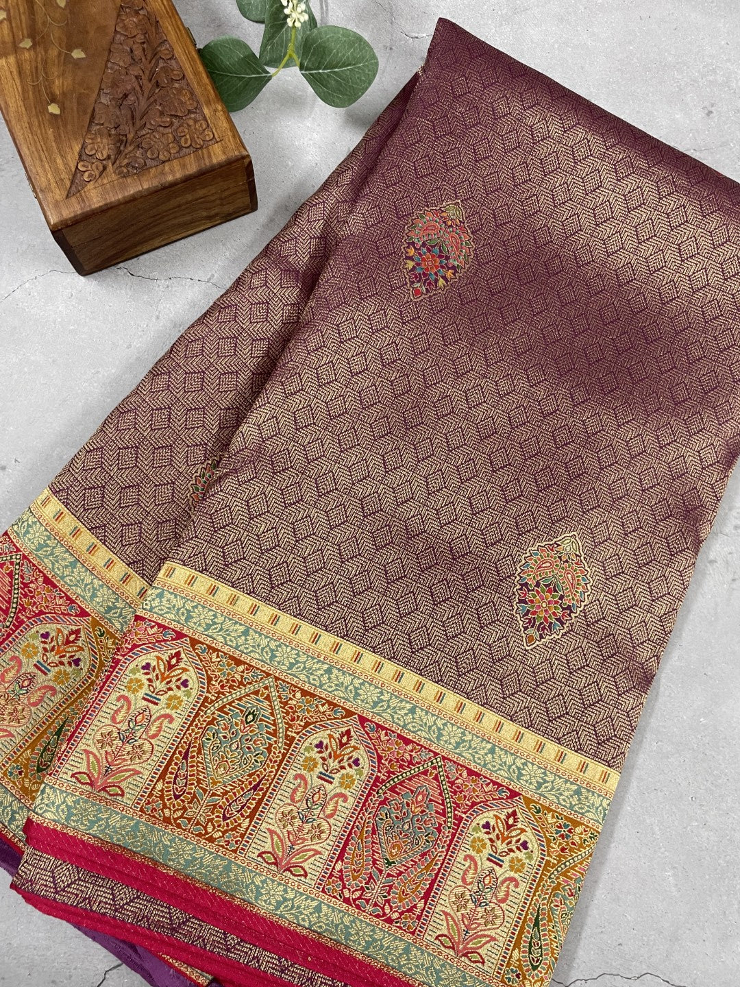 Purple Pashmina Tissue Silk Saree