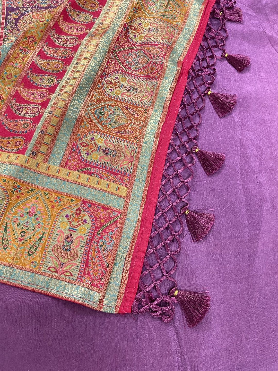 Purple Pashmina Tissue Silk Saree