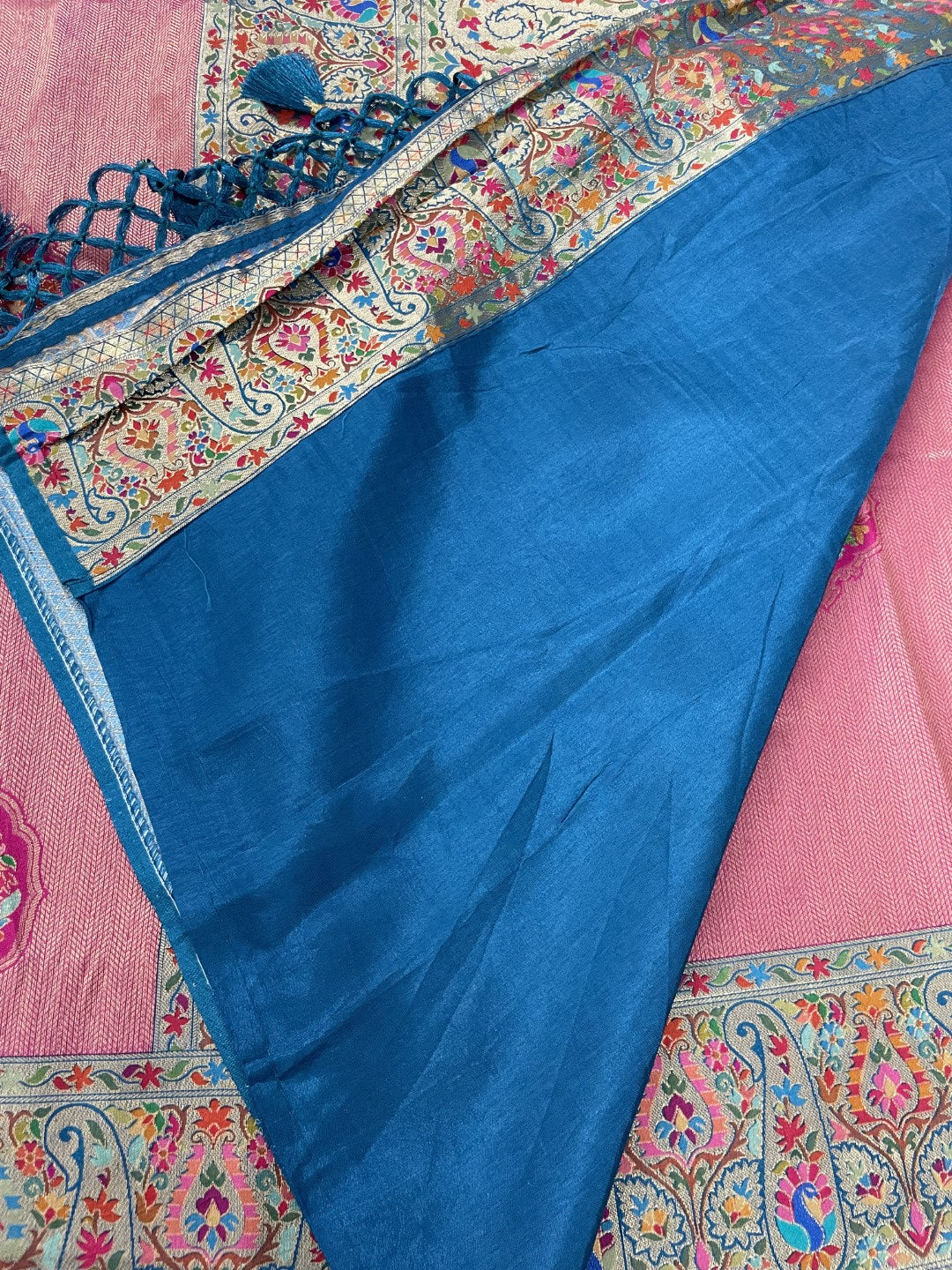 Pink Pashmina Tissue Silk Saree