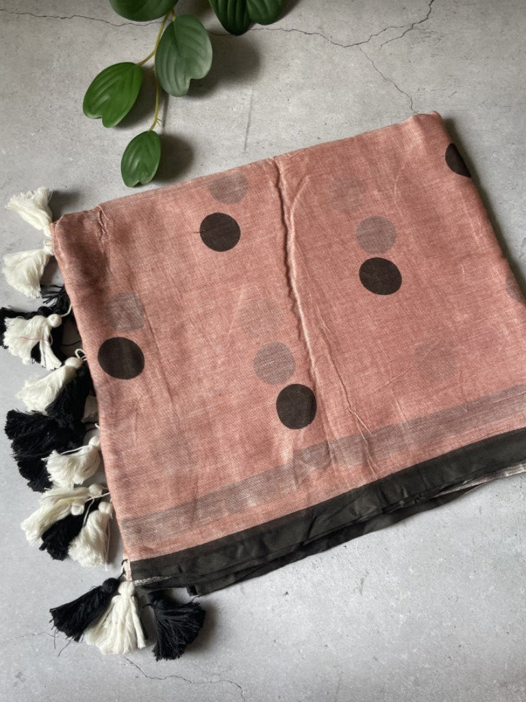 Mauve Polka Mul Cotton Saree