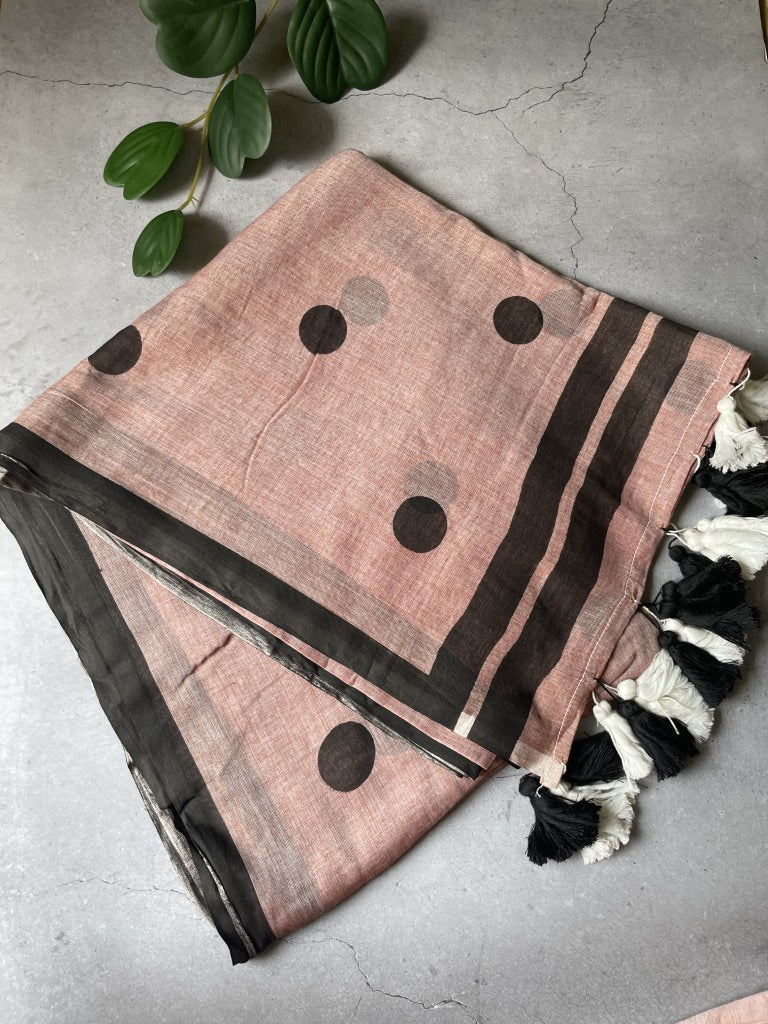Mauve Polka Mul Cotton Saree