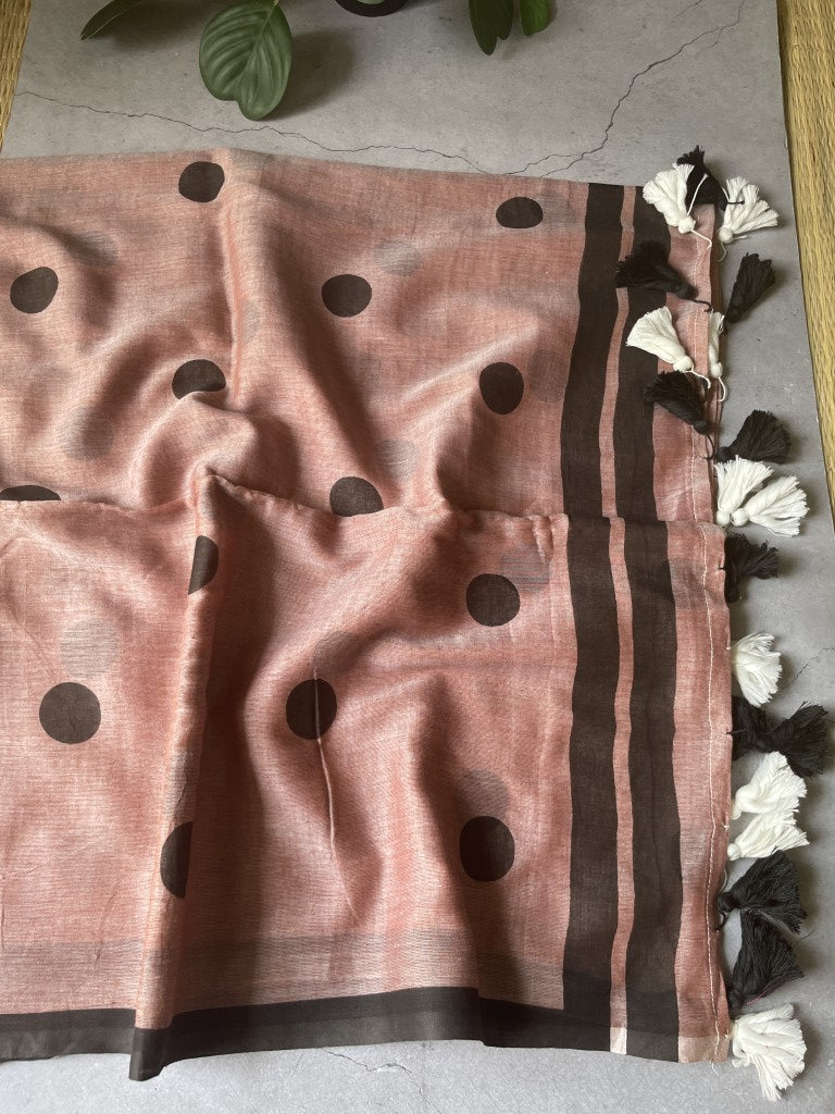 Mauve Polka Mul Cotton Saree