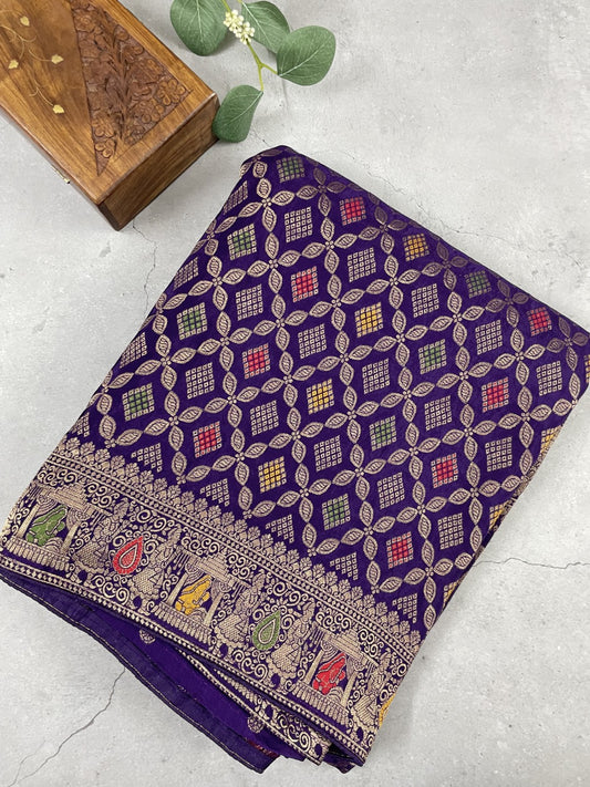 Purple Bandhini Crepe Georgette Saree