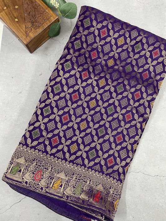 Purple Bandhini Crepe Georgette Saree