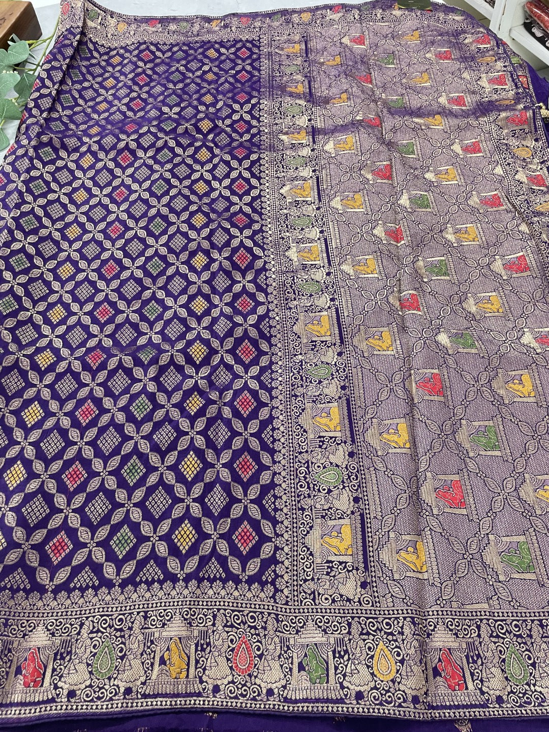 Purple Bandhini Crepe Georgette Saree