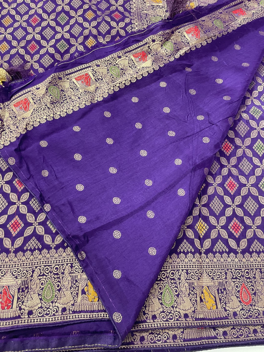 Purple Bandhini Crepe Georgette Saree