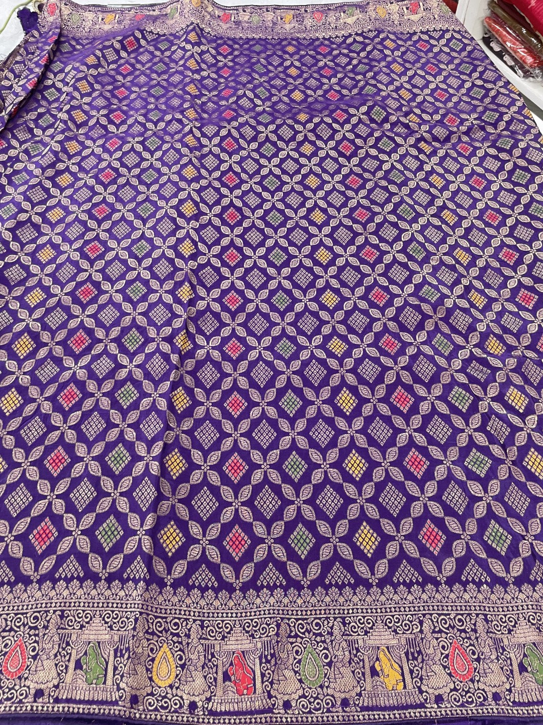 Purple Bandhini Crepe Georgette Saree