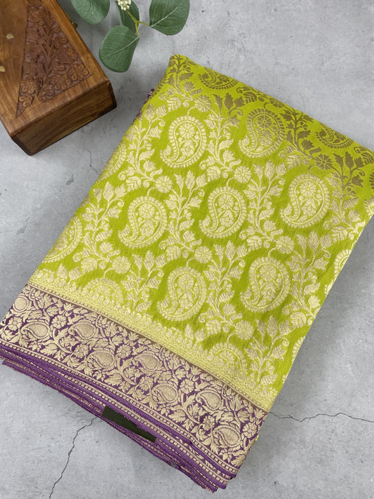 Green N Purple Crepe Georgette Saree