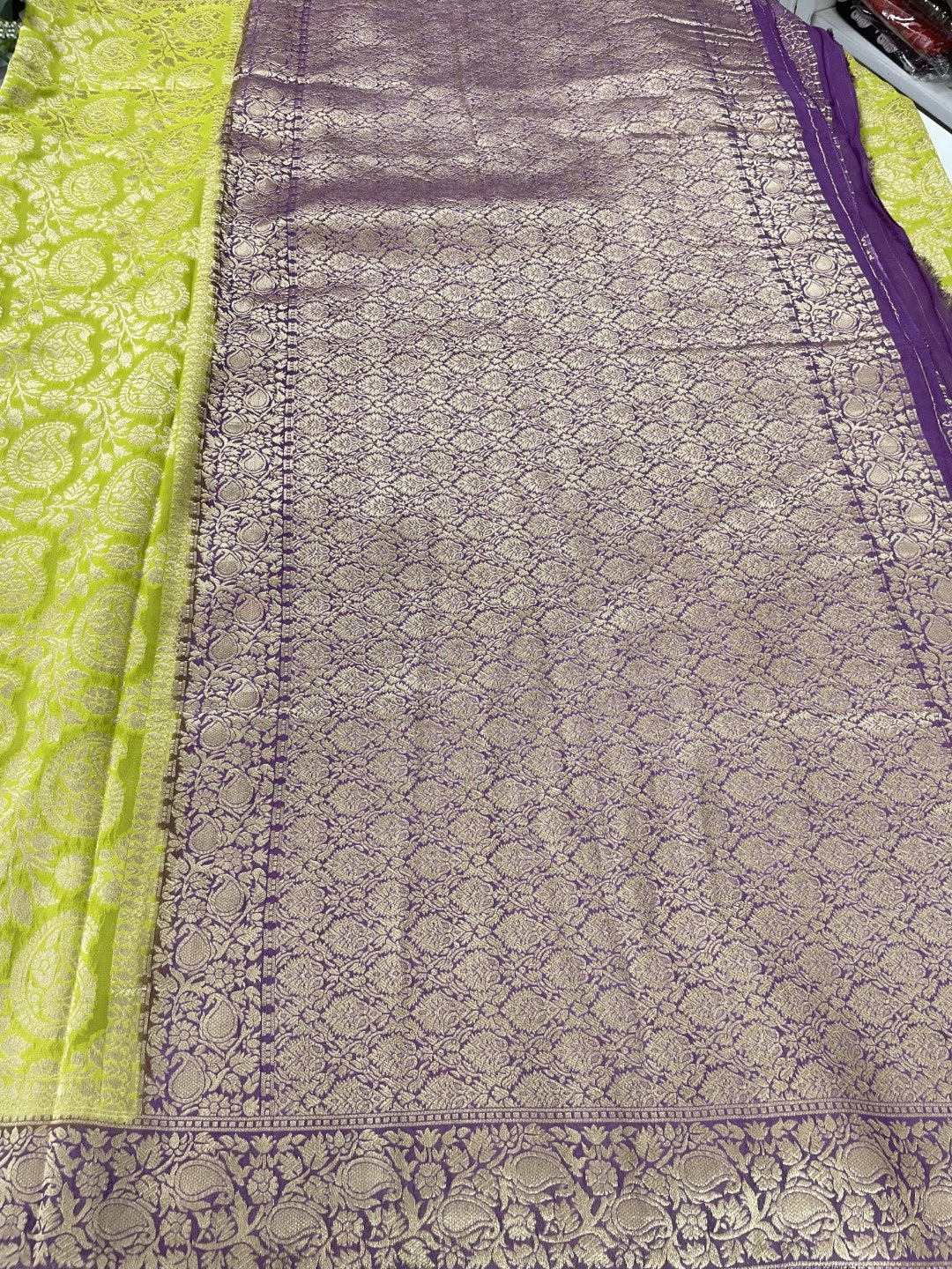 Green N Purple Crepe Georgette Saree
