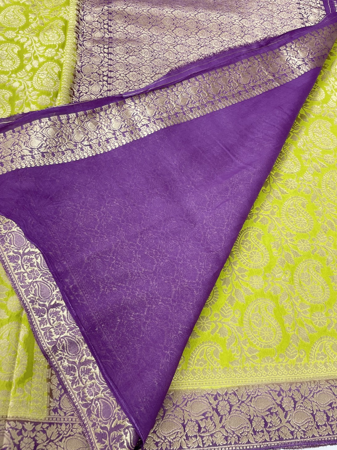 Green N Purple Crepe Georgette Saree