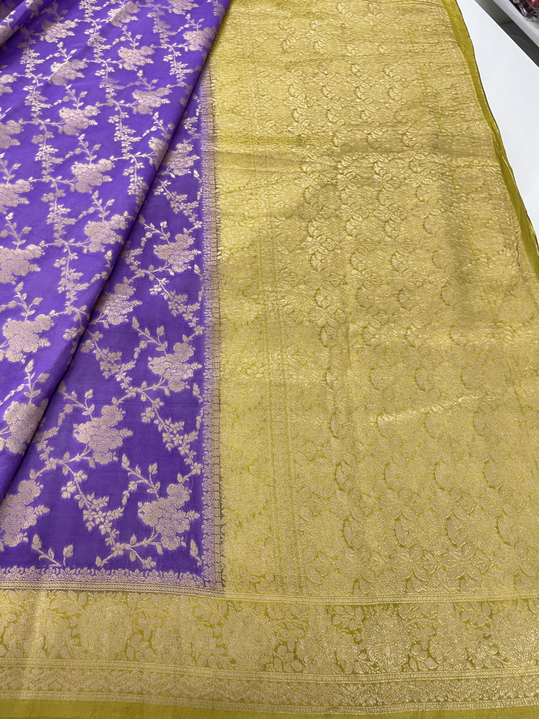 Purple N Green Crepe Georgette Saree