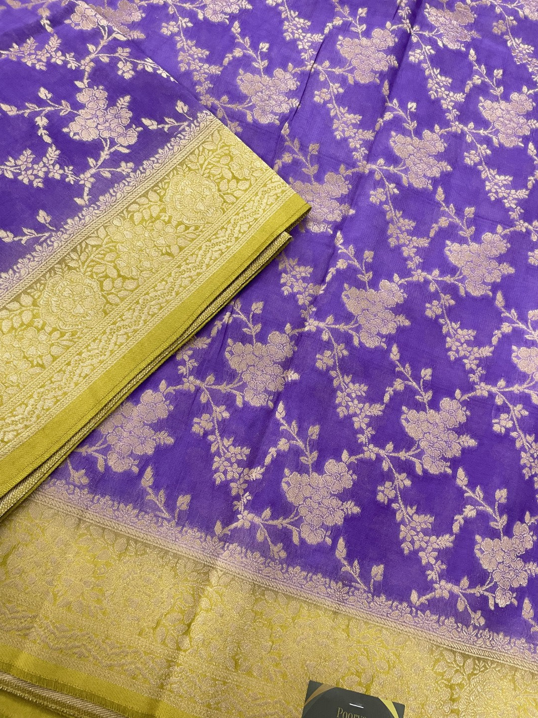 Purple N Green Crepe Georgette Saree