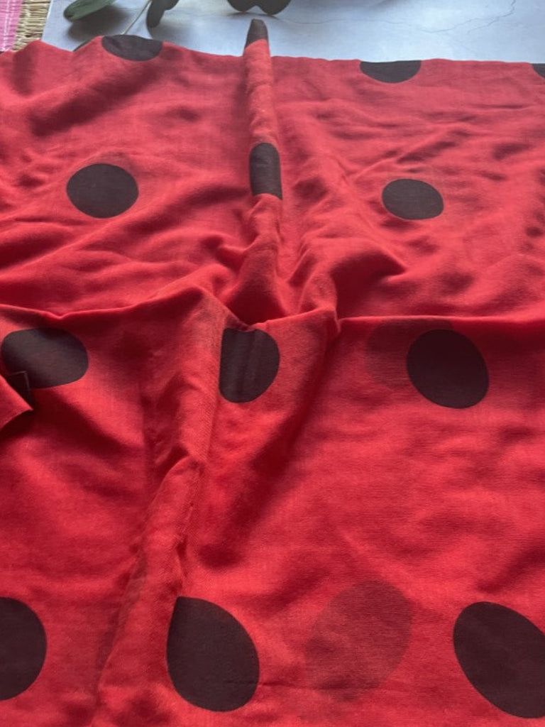 Red Polka Mul Cotton Saree