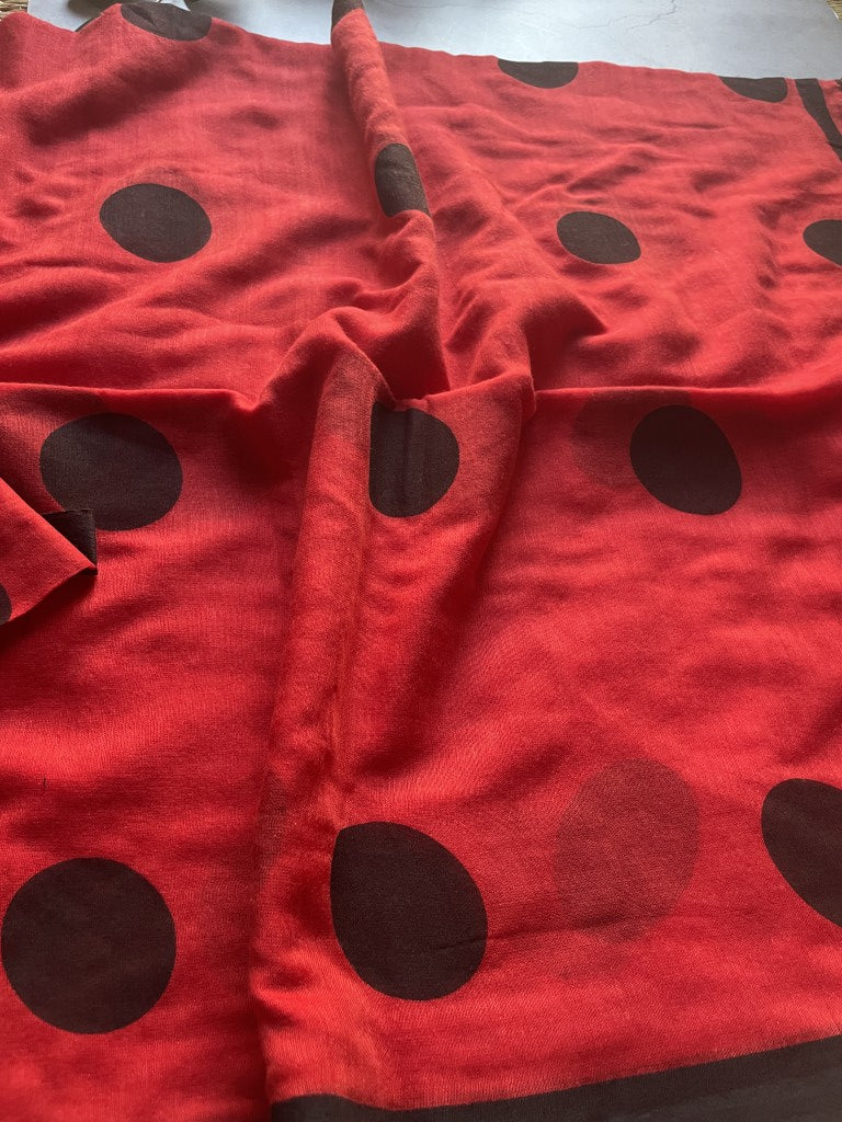 Red Polka Mul Cotton Saree