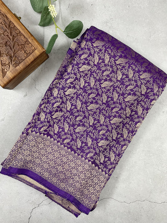 Purple Brocade Crepe Silk Saree