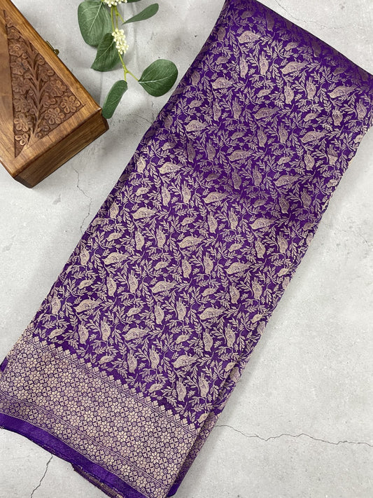 Purple Brocade Crepe Silk Saree
