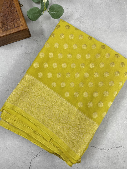 Yellow Pure Khaddi Georgette Saree