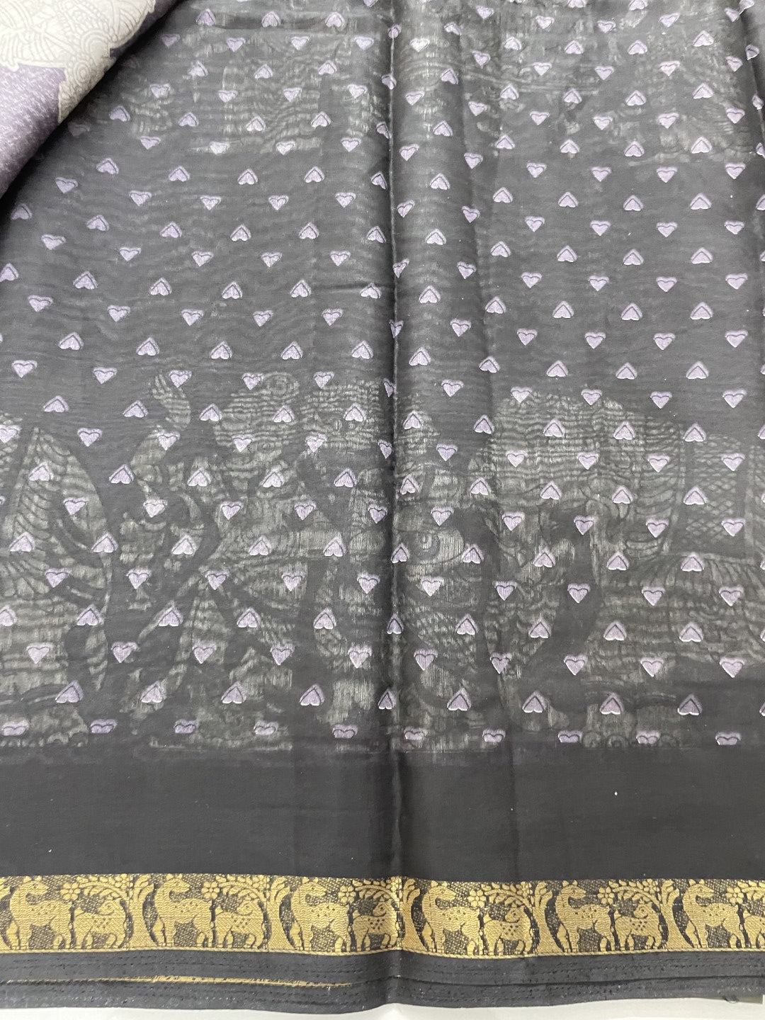 Grey Kalamkari Printed Mul Cotton Saree
