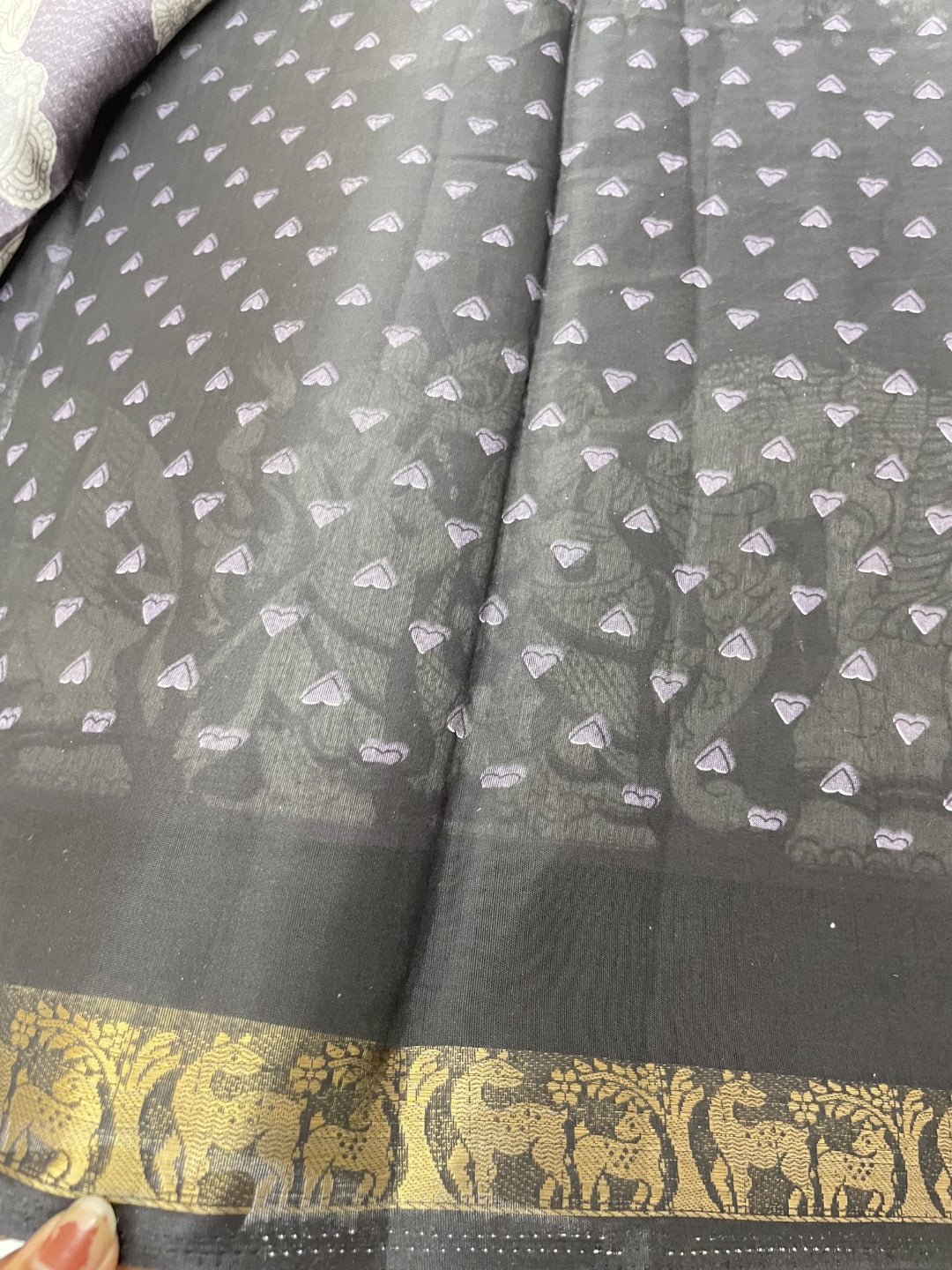 Grey Kalamkari Printed Mul Cotton Saree