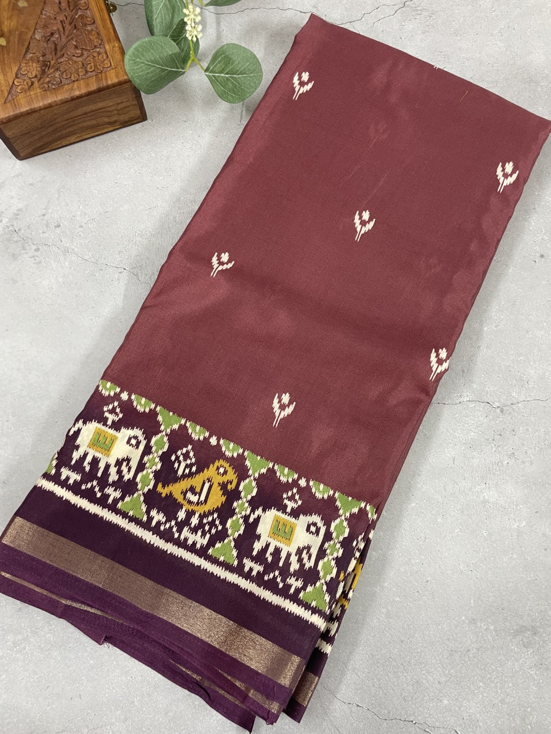 Dusty Pink Patola Viscose Cotton Saree