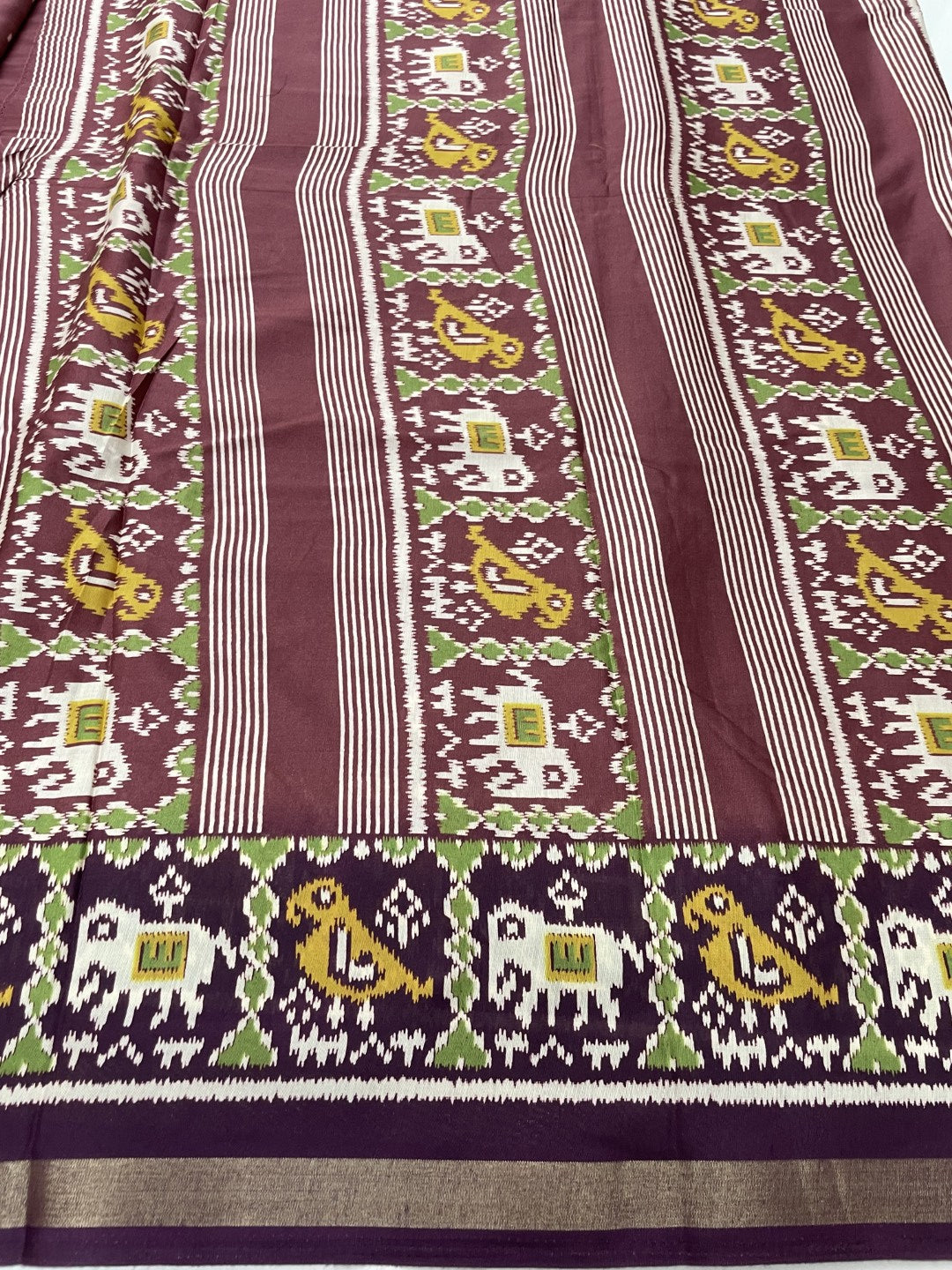 Dusty Pink Patola Viscose Cotton Saree