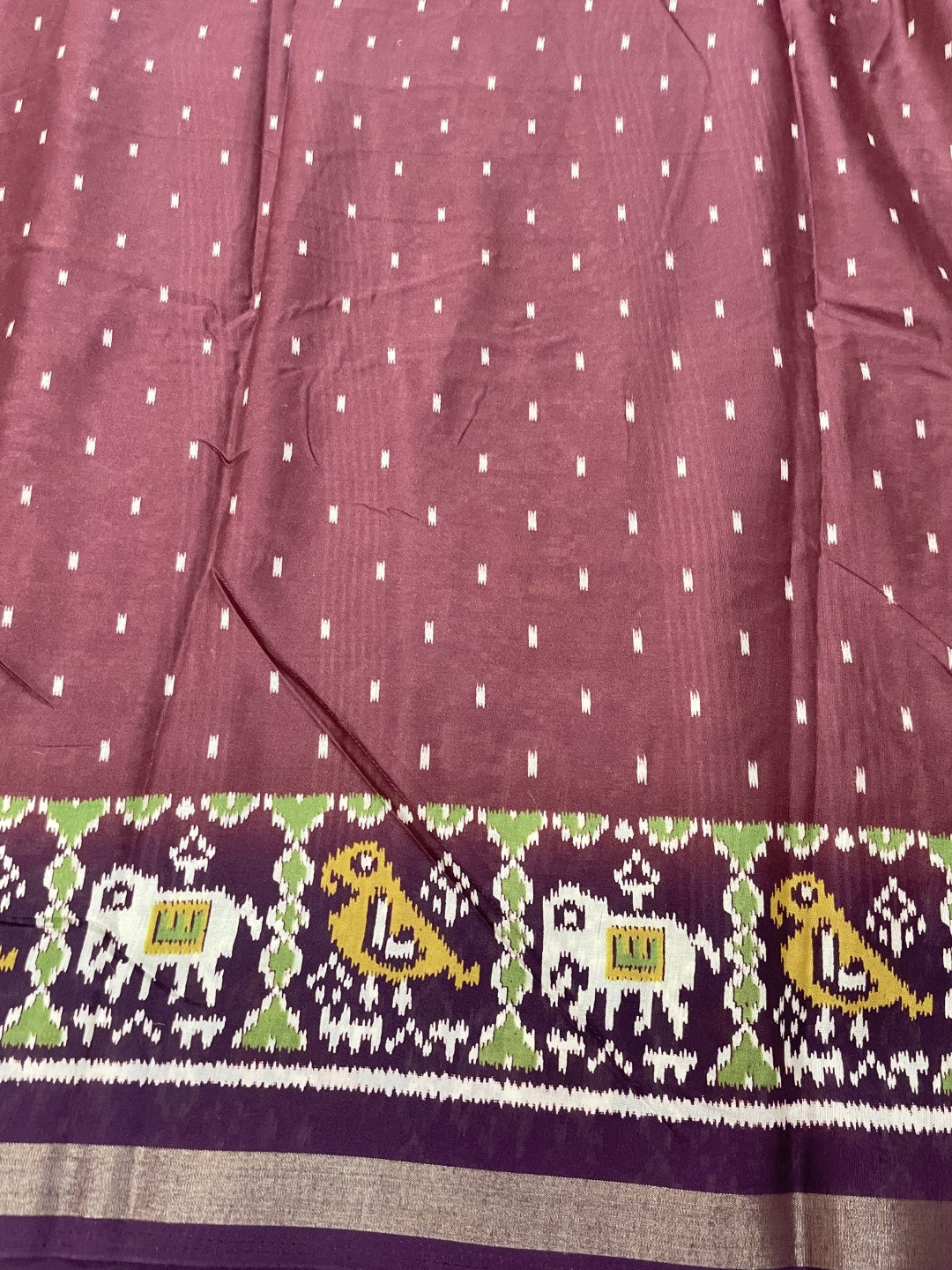 Dusty Pink Patola Viscose Cotton Saree