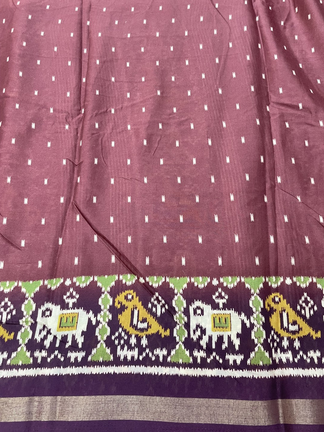 Dusty Pink Patola Viscose Cotton Saree